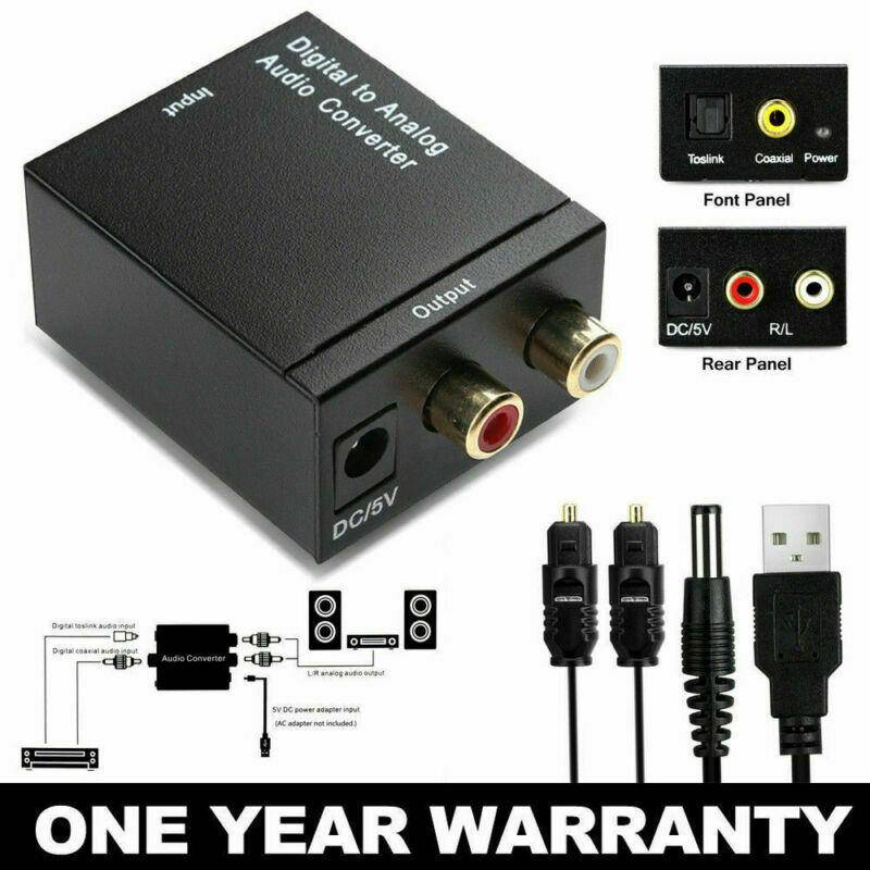 3.5mm Digital to Analog Audio Converter Adapter W/ Fiber Cable RCA Out optical