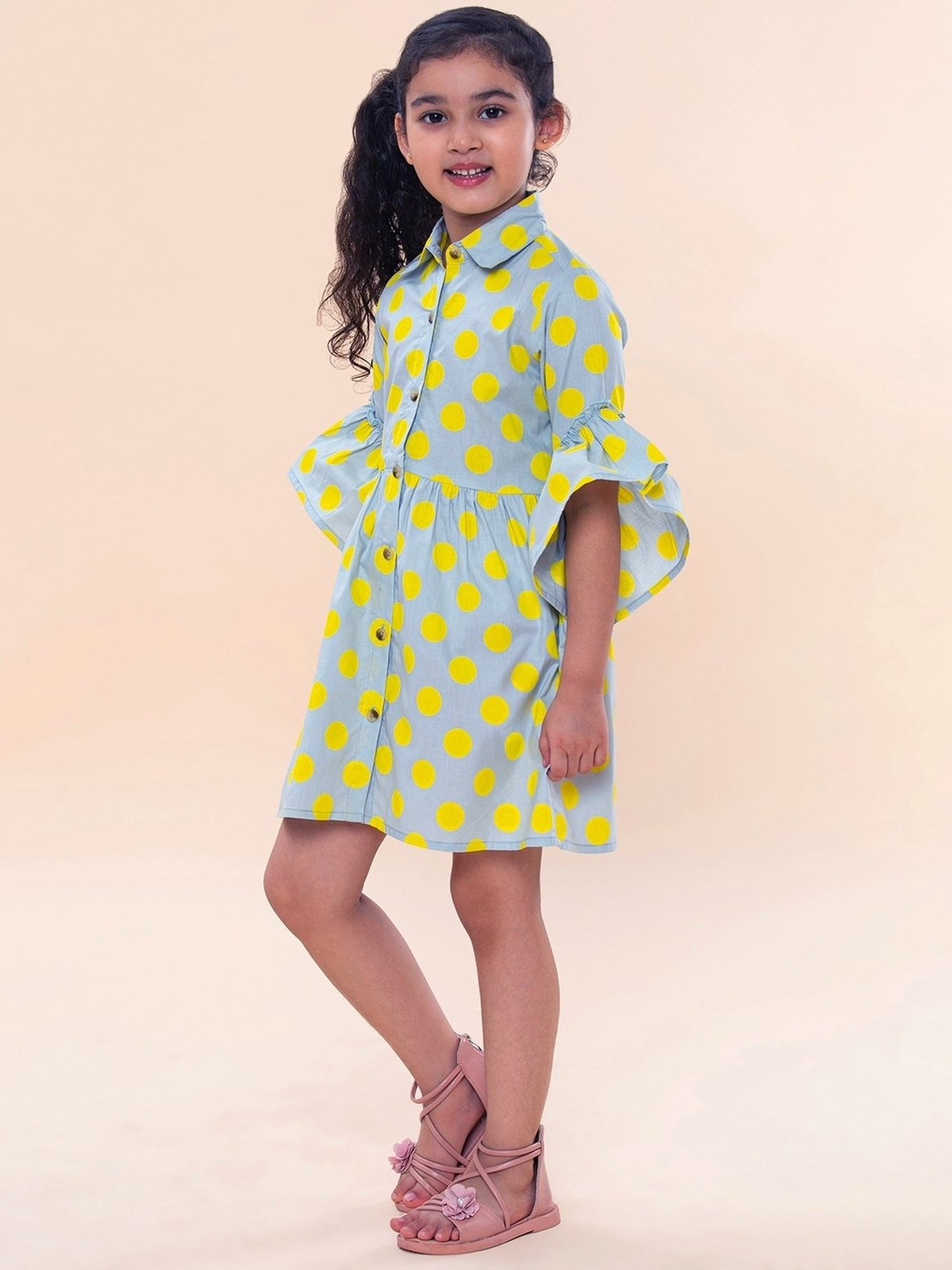 A.T.U.N. Blue & Yellow Printed Shirt Dress