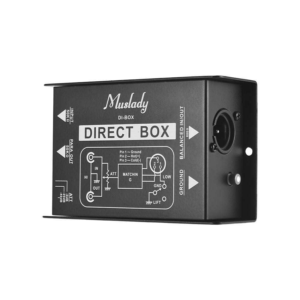 Muslady Single Channel DI Box Direct Injection Audio Box Signal Converter with XLR TRS Interfaces for Electric Guitar Bass Live (1pcs)