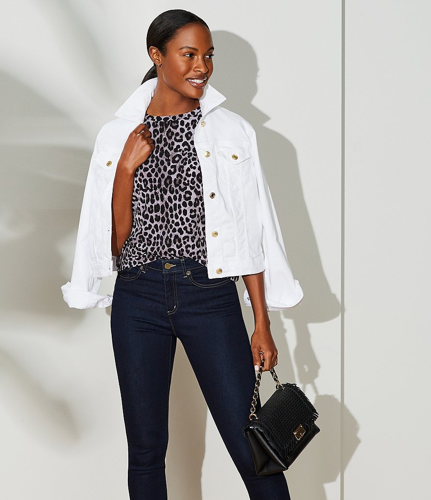 Ali Miles Printed Button Front Floral Wire Neck 3/4 Bell Sleeve Jacket