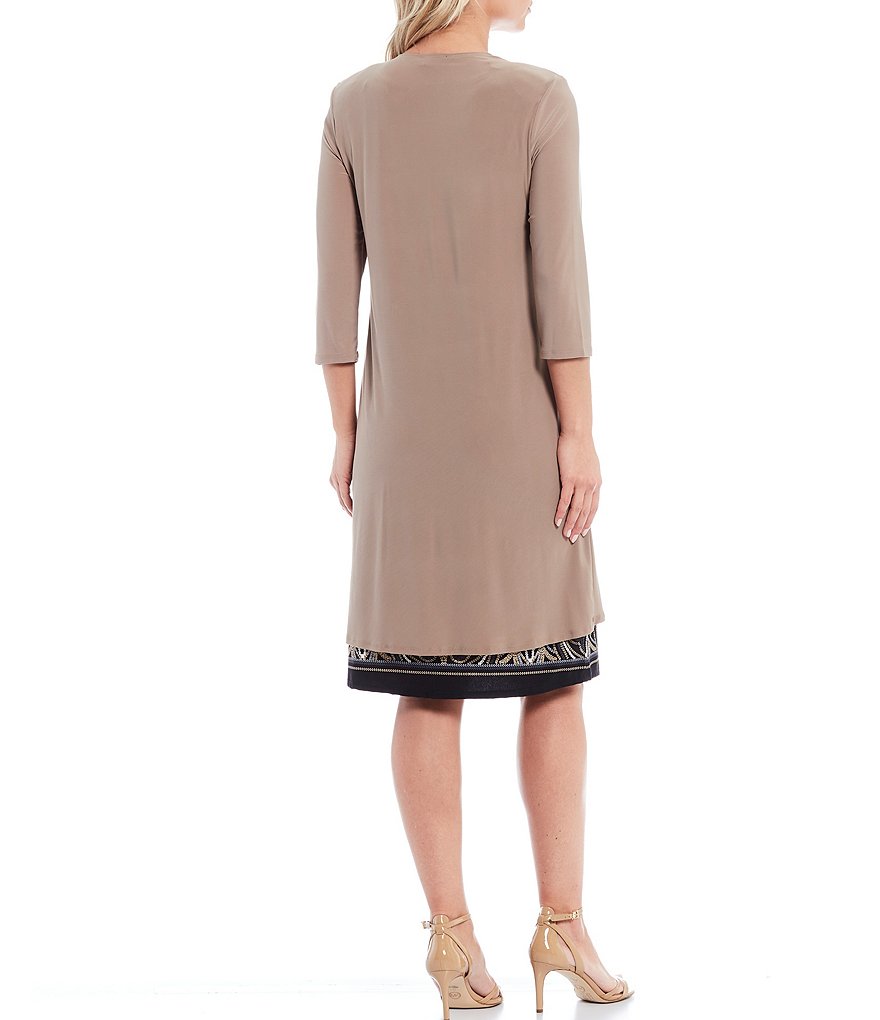 R & M Richards Geometric Jersey Knit 2 Piece Jacket Dress