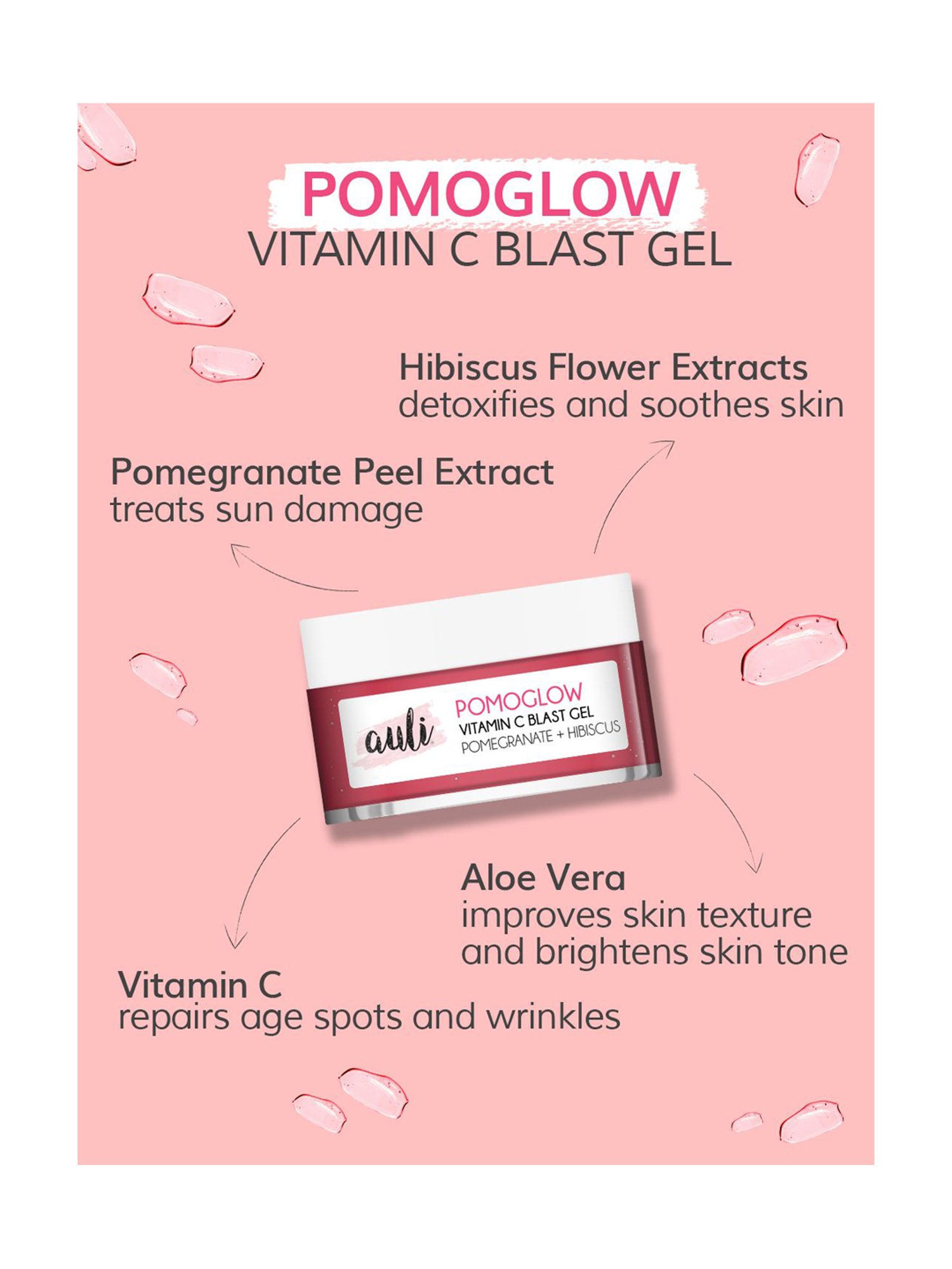 Auli Pomoglow Antioxidant Rich Pomegranate Gel - 50 gm