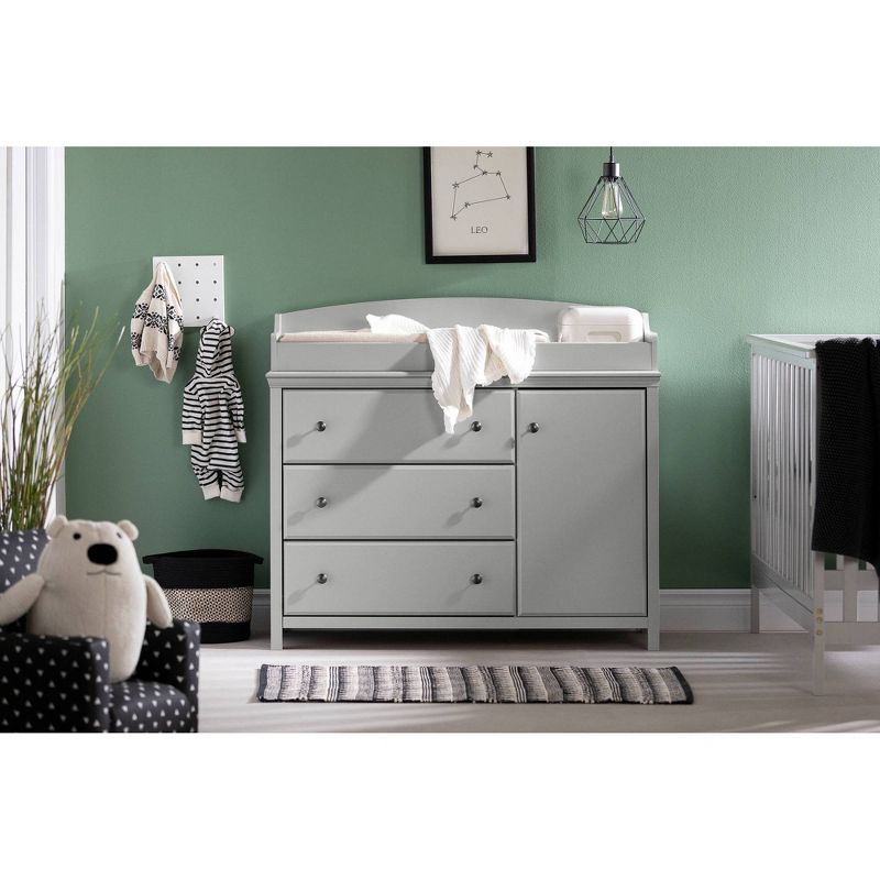 Cotton Candy Changing Table with Station - Soft Gray - South Shore
