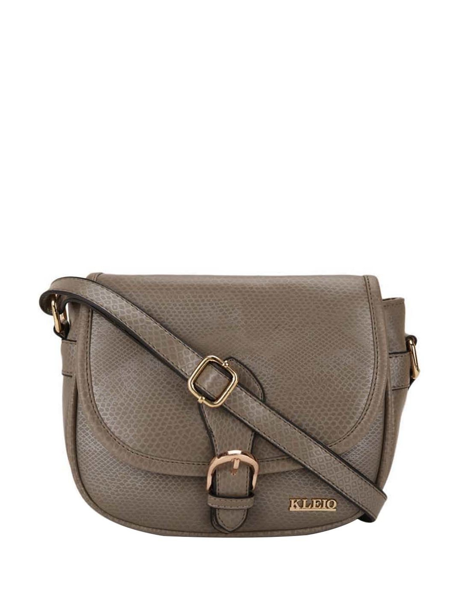 KLEIO Grey Textured Medium Sling Handbag