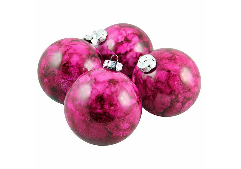 Barcana 4ct Marbled Shatterproof Christmas Ball Ornament Set 3.25" - Purple