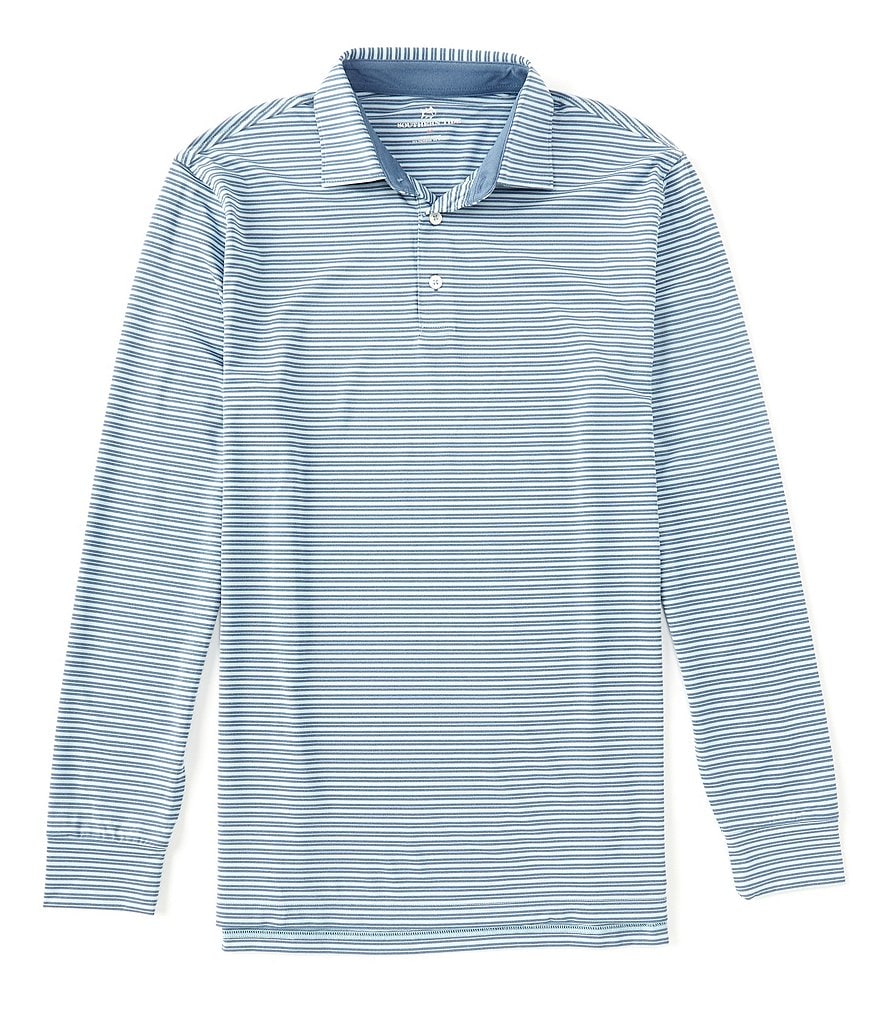 Southern Tide Driver Heather Stripe Performance Stretch Long-Sleeve Polo Shirt