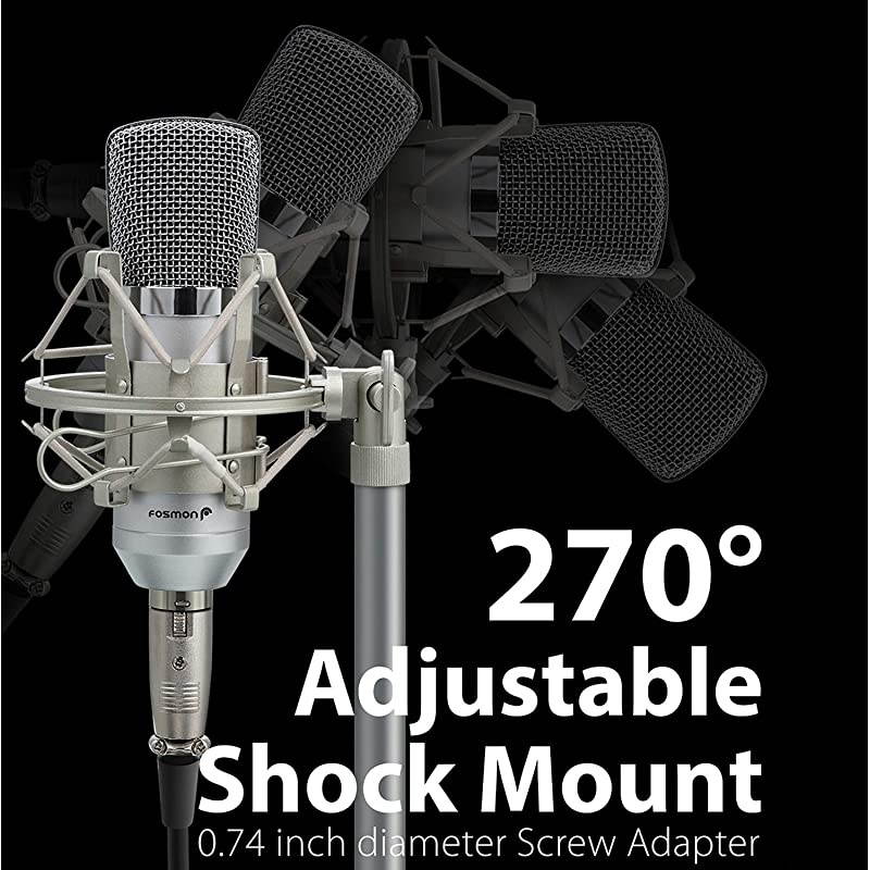 Cardioid Condenser Microphone XLR Noise Deduction 360 Degree UniDirectional Voice Recording with Mount amp Windscreen for PC Gaming Broadcasting Podcasting Studio YouTube amp Tiktok Video