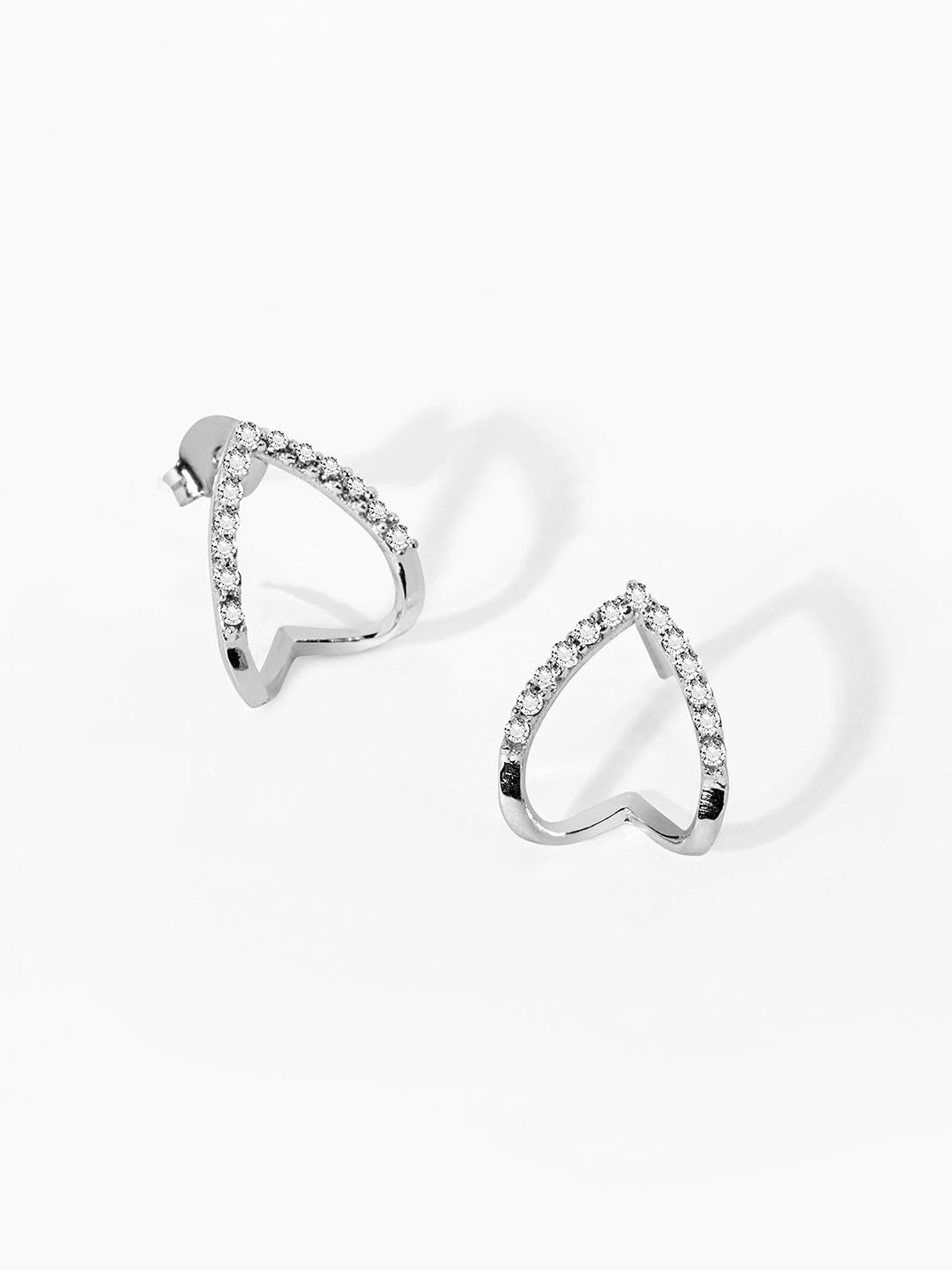 March by FableStreet Sterling Silver White Zircon Stud Earrings for Women