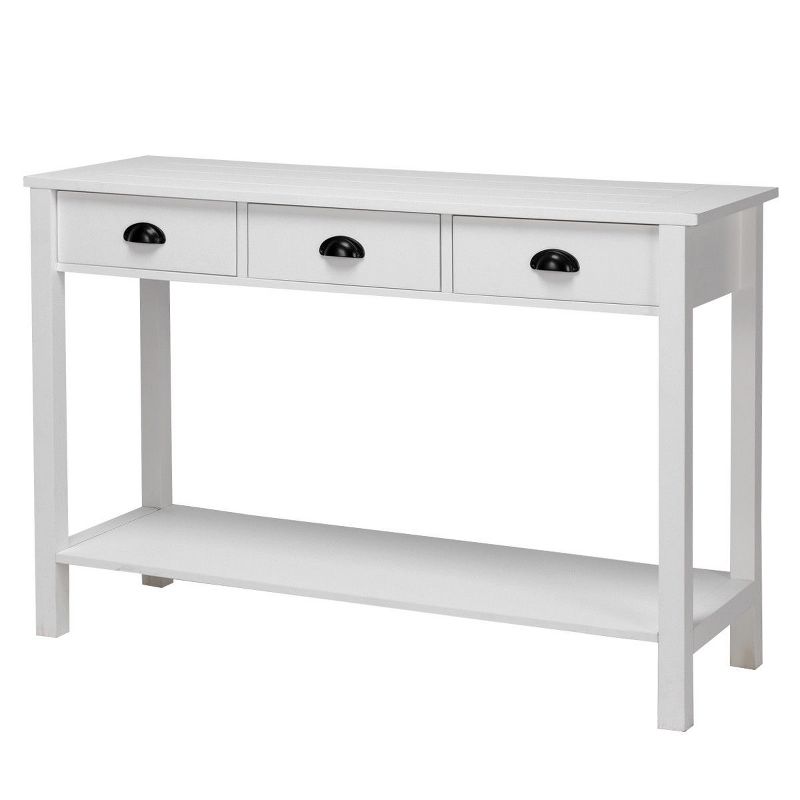 Costway 47" Console Table Hall Table Side Desk Accent Table Drawers Shelf Entryway White