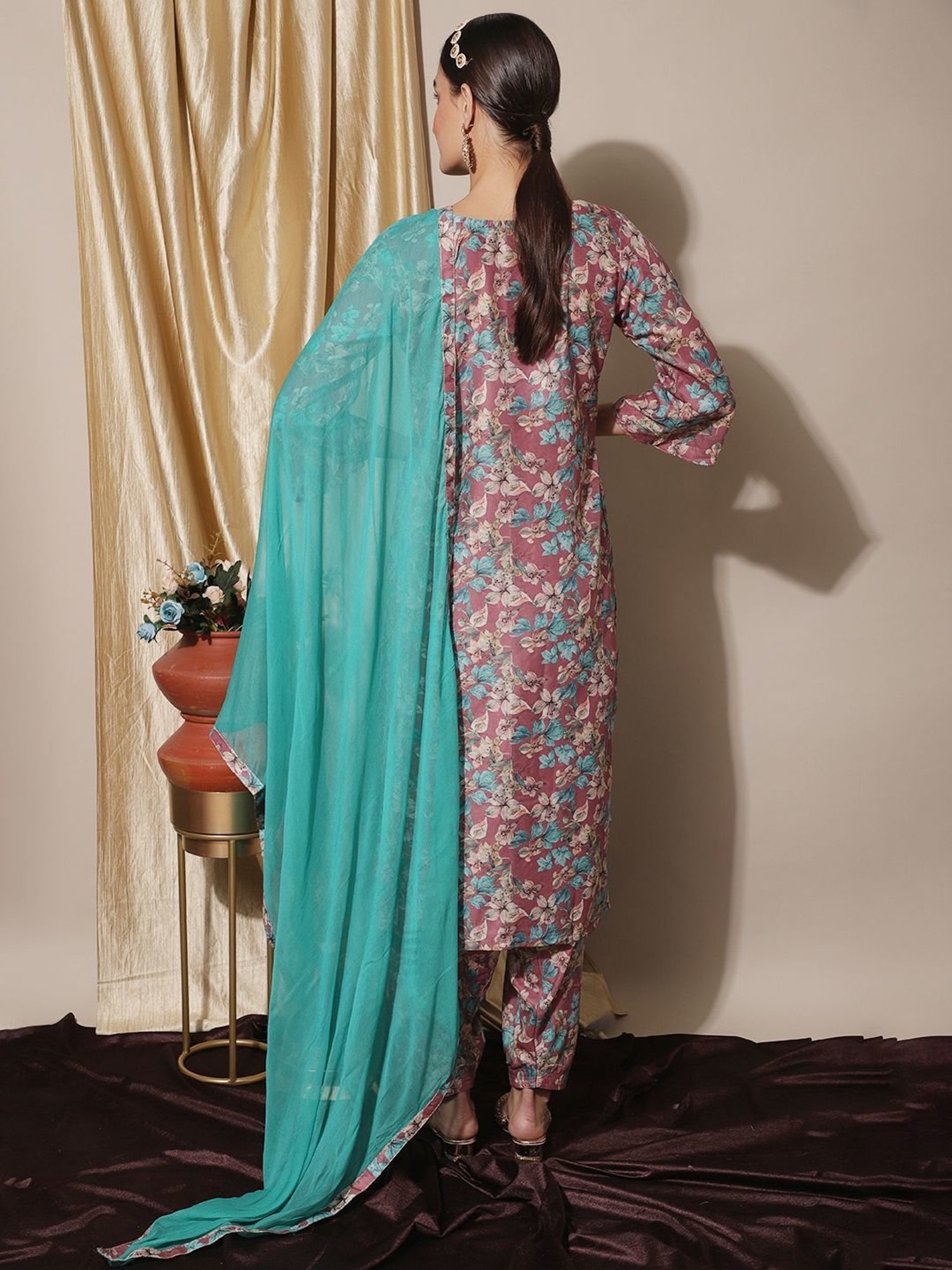 Stylee LIFESTYLE Pink Printed Unstitched Dress Material