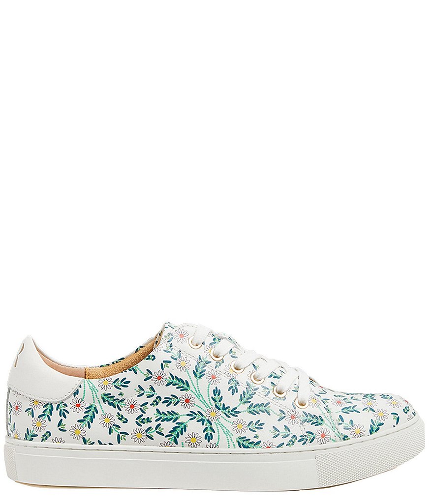 Jack Rogers Rory Daisy Print Leather Lace-Up Sneakers