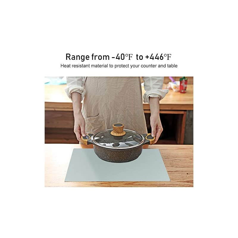 Large Silicone Placemats for Dining Kitchen, Heat-Resistant Table Mats, Kitchen Countertop Protector, Non-Slip Flexible Washable Dining Mats (Set of 4, Light Blue)