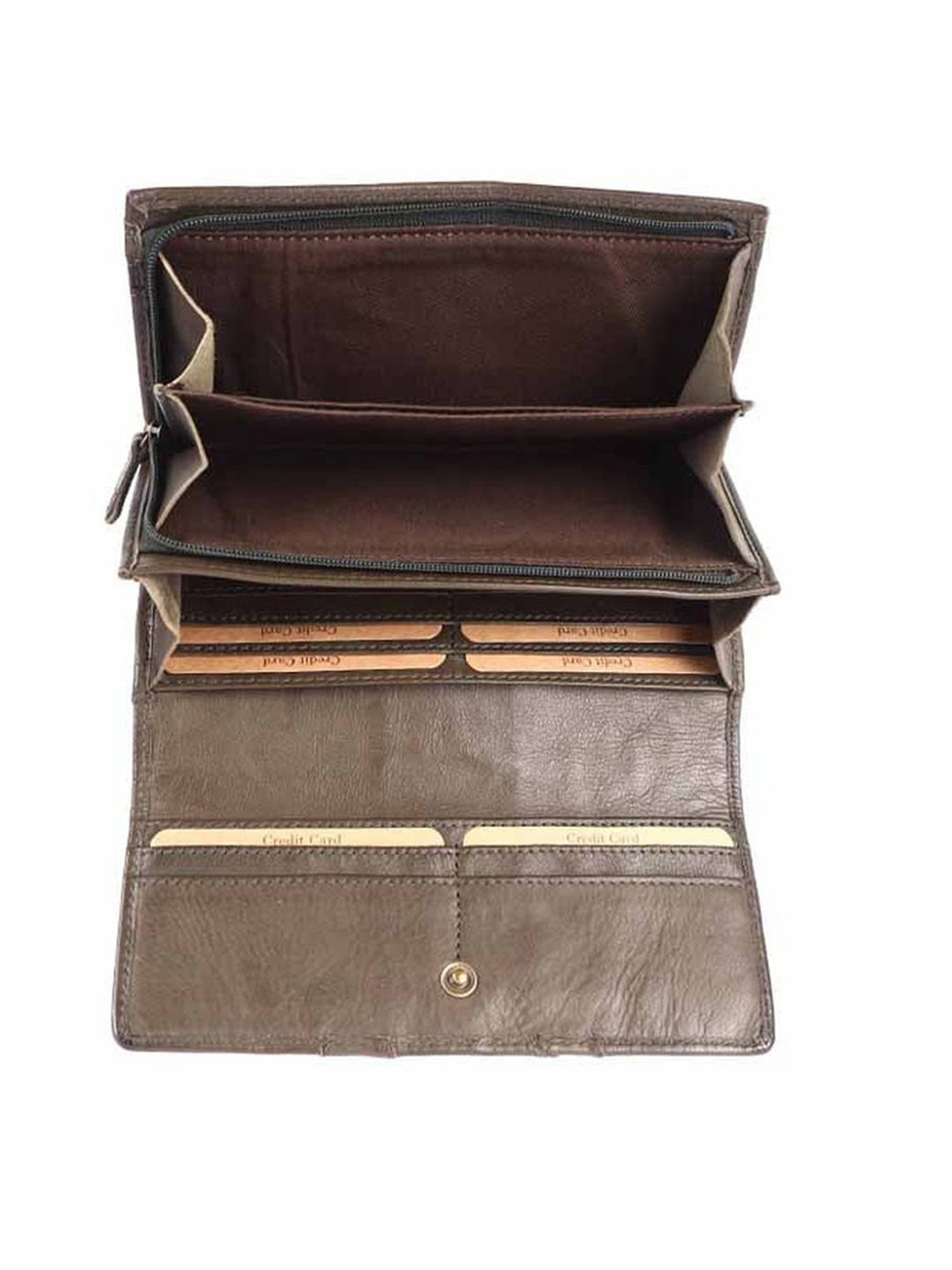 KOMPANERO Marina Moss Green Leather Textured Tri-Fold Wallet