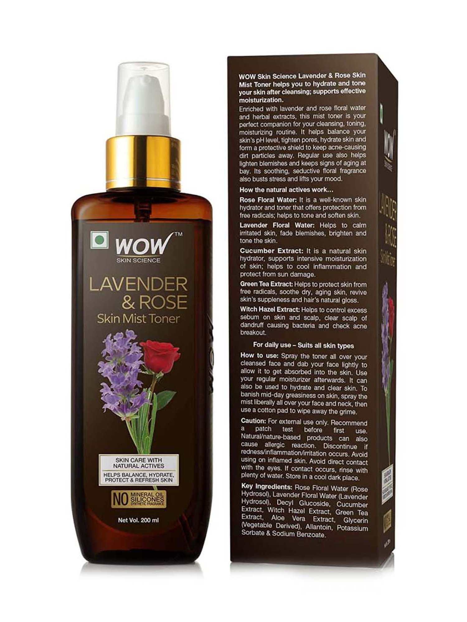 WOW Skin Science Lavender & Rose Skin Mist Toner - 200 ml