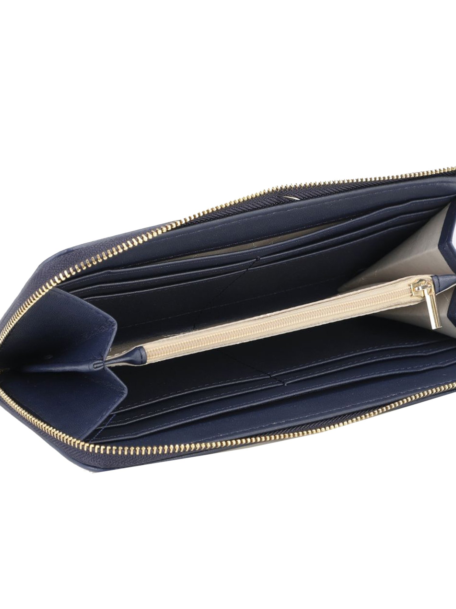 Van Heusen White & Navy Solid Zip Around Wallet for Women