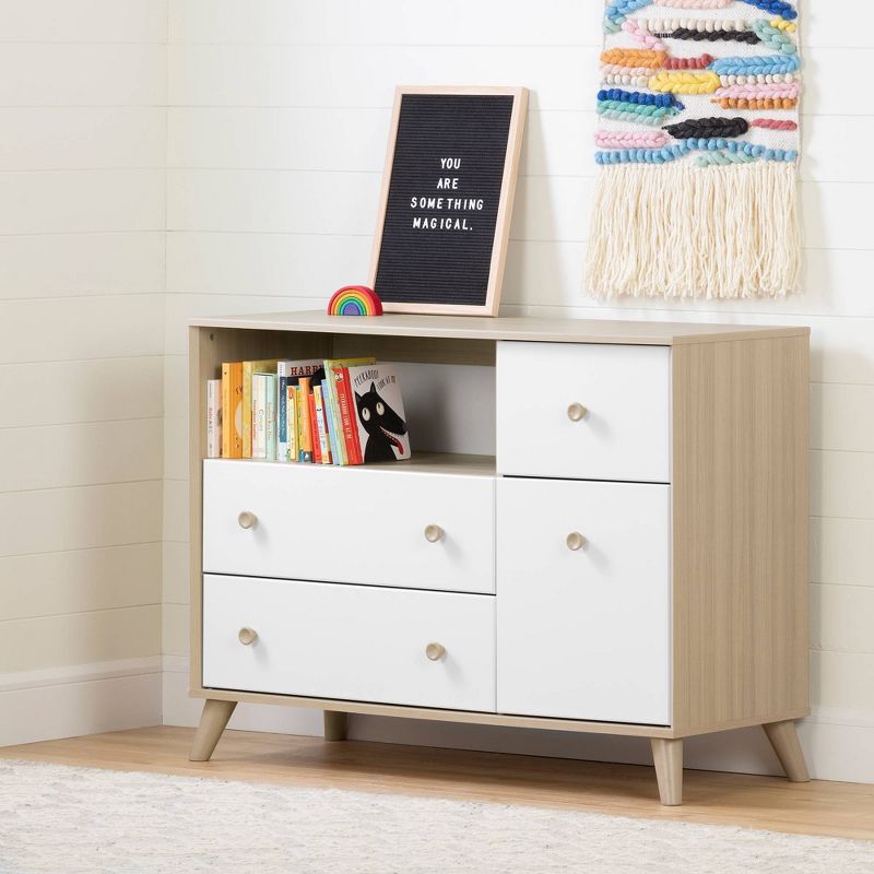 Yodi Changing Table with Drawers - Soft Elm and Pure White - South Shore