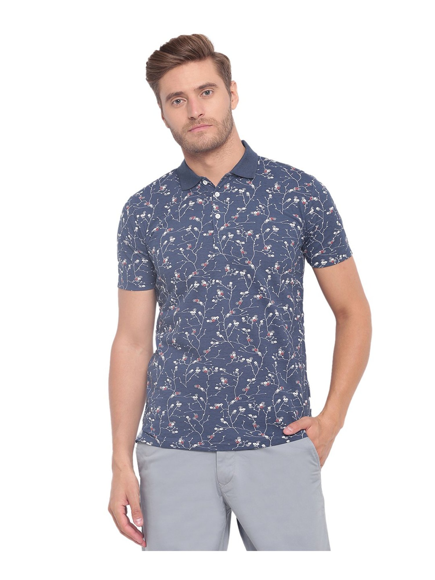 Lindbergh Blue Printed Polo T-Shirt