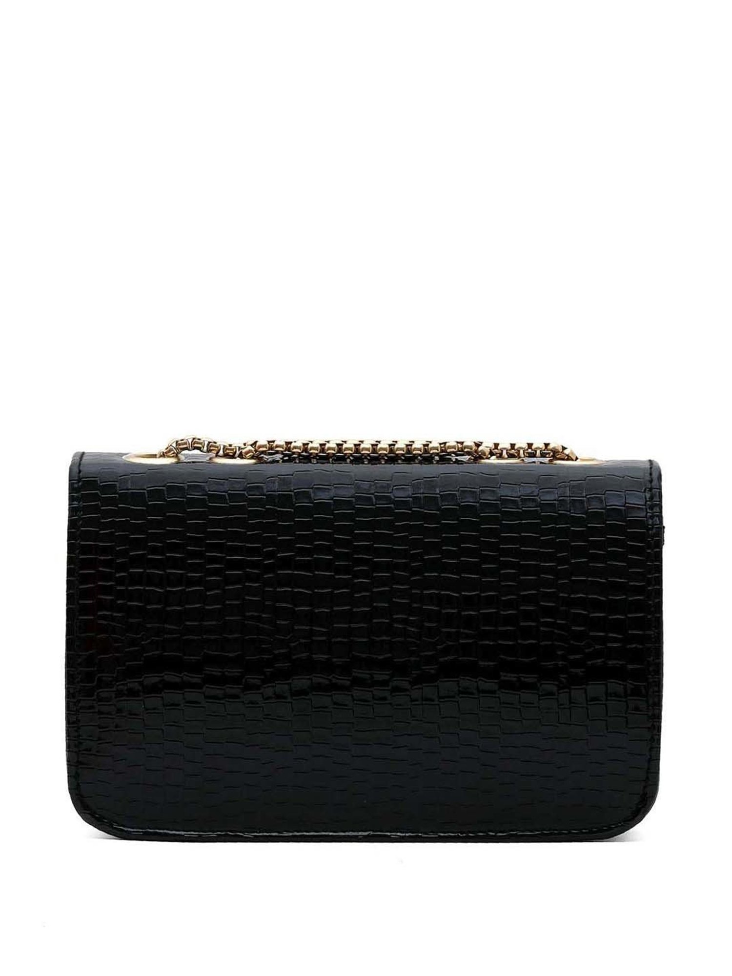 Gaurapakhi Black Textured Small Sling Handbag