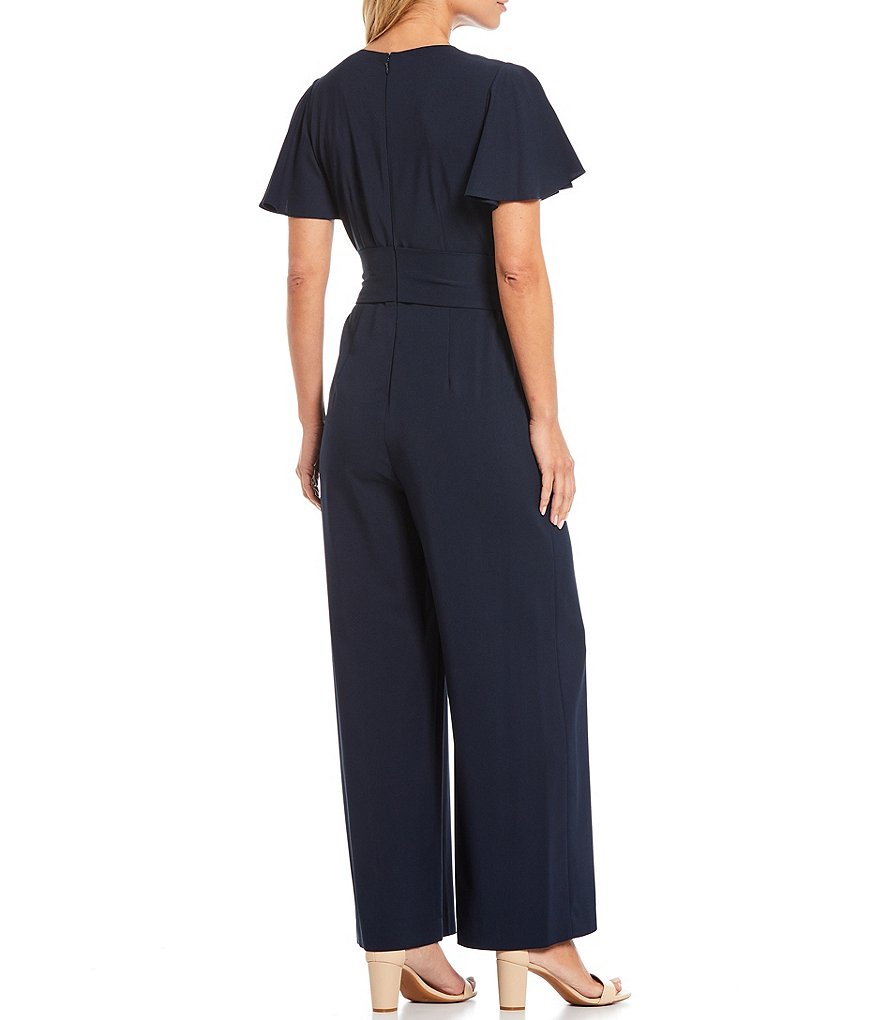 Preston & York Kayla Flutter Sleeve Tie Waist V-Neck Jumpsuit