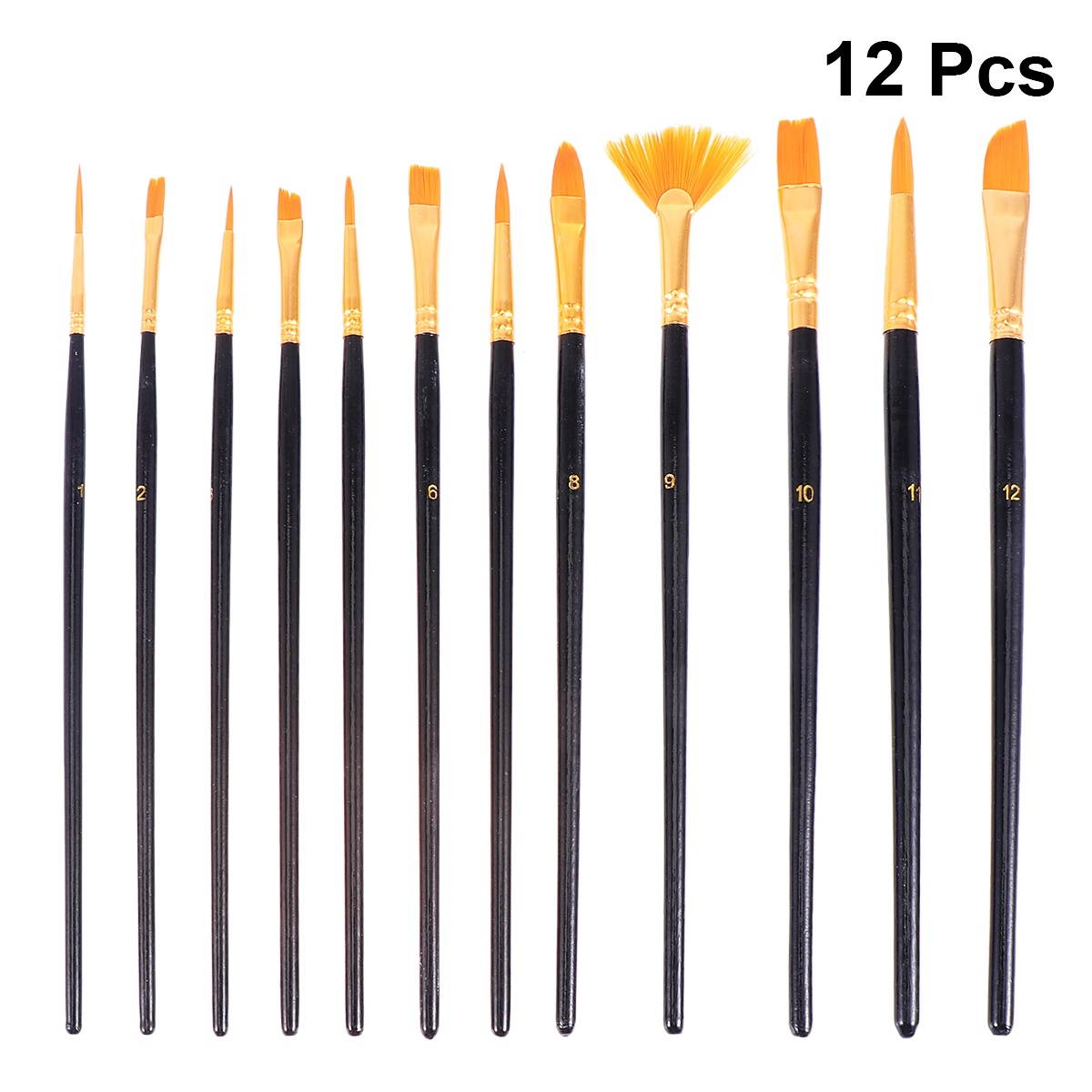 12pcs Professional Paint Brushes Set Watercolor Painting Brush Different Shapes Drawing Brushes Painting Kit for Students Artists (Black)