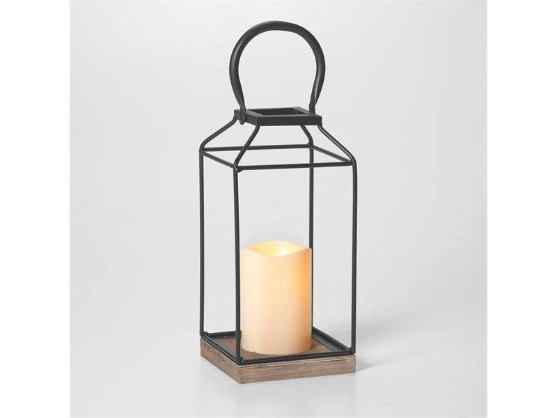 11" Claudia Metal Outdoor Lantern with Black/Bronze Base - Smart Living