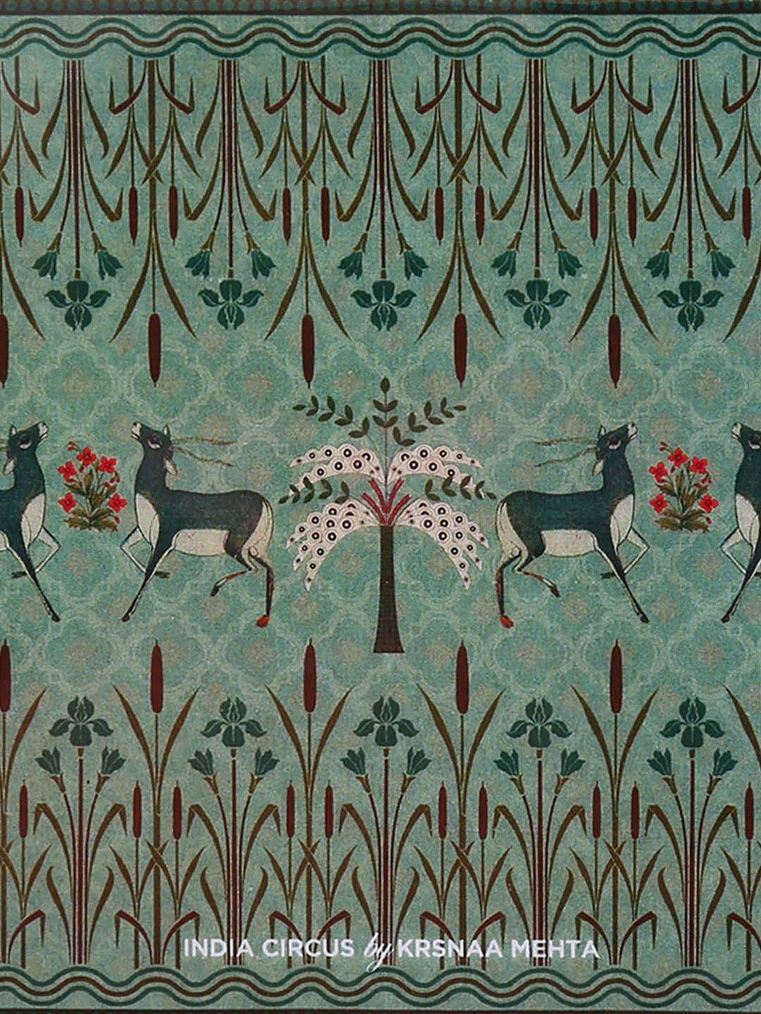 India Circus by Krsnaa Mehta Multicolor Mdf Mirroring Deer Garden Table Coaster - Set of 6