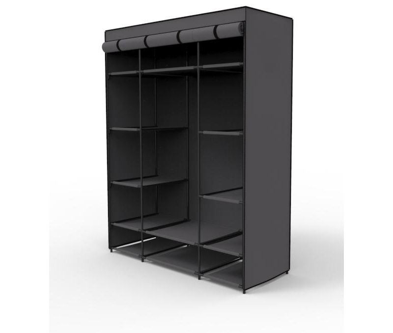 Home Basics Storage Closet with Shelving, Grey