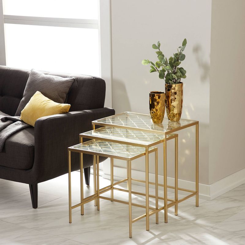 Metal Nesting Tables Pale (Set of 3) Gold - Olivia & May