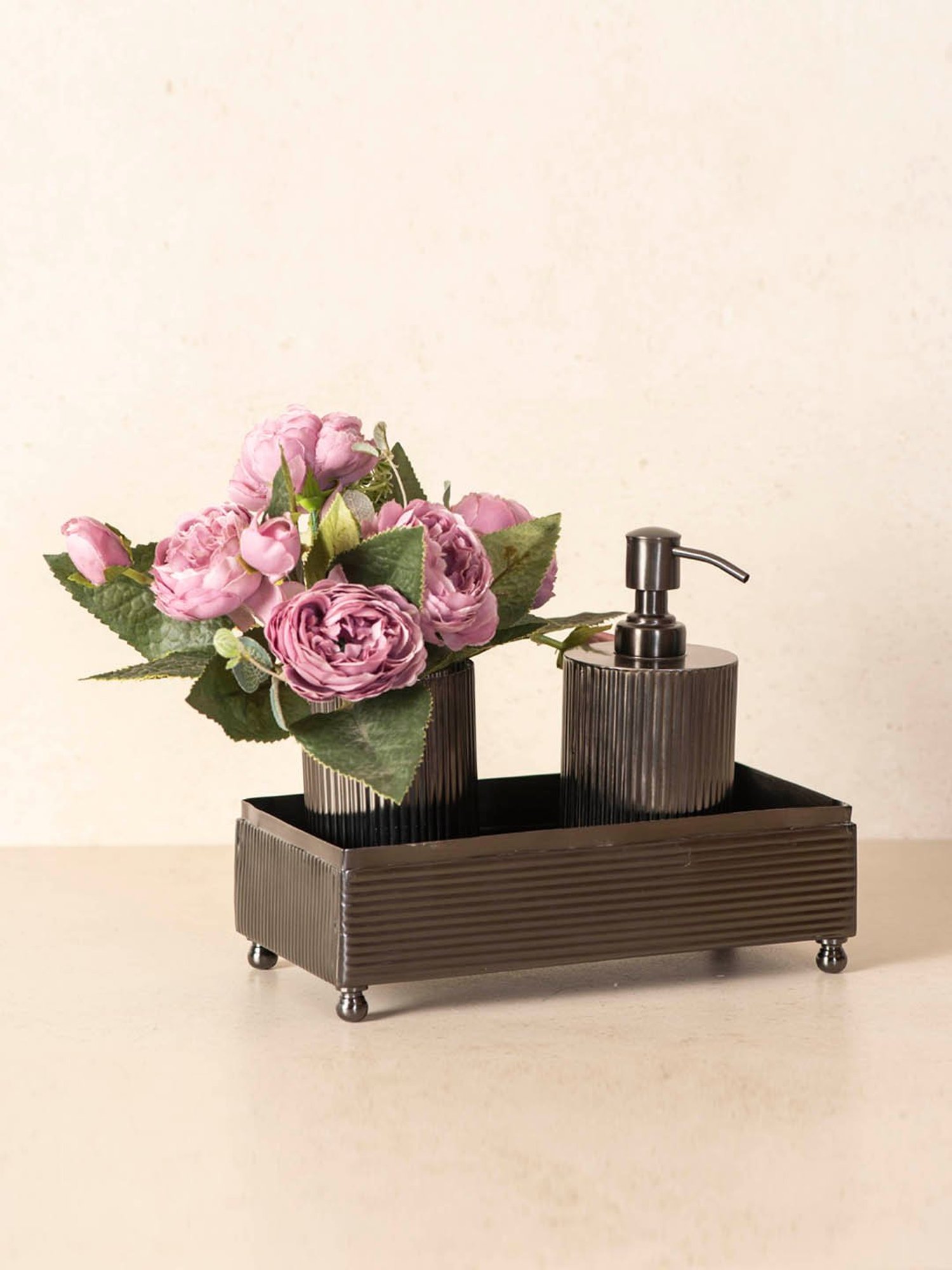 THE DECOR REMEDY Brown Brass Bath Accessory Set