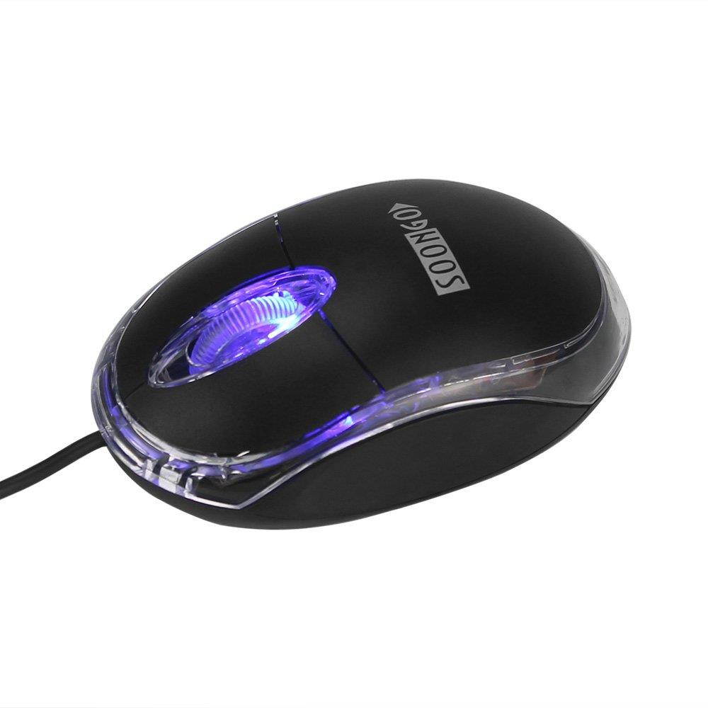 SOON GO Computer USB Wired Optical Mouse with Scrollwheel (Black)