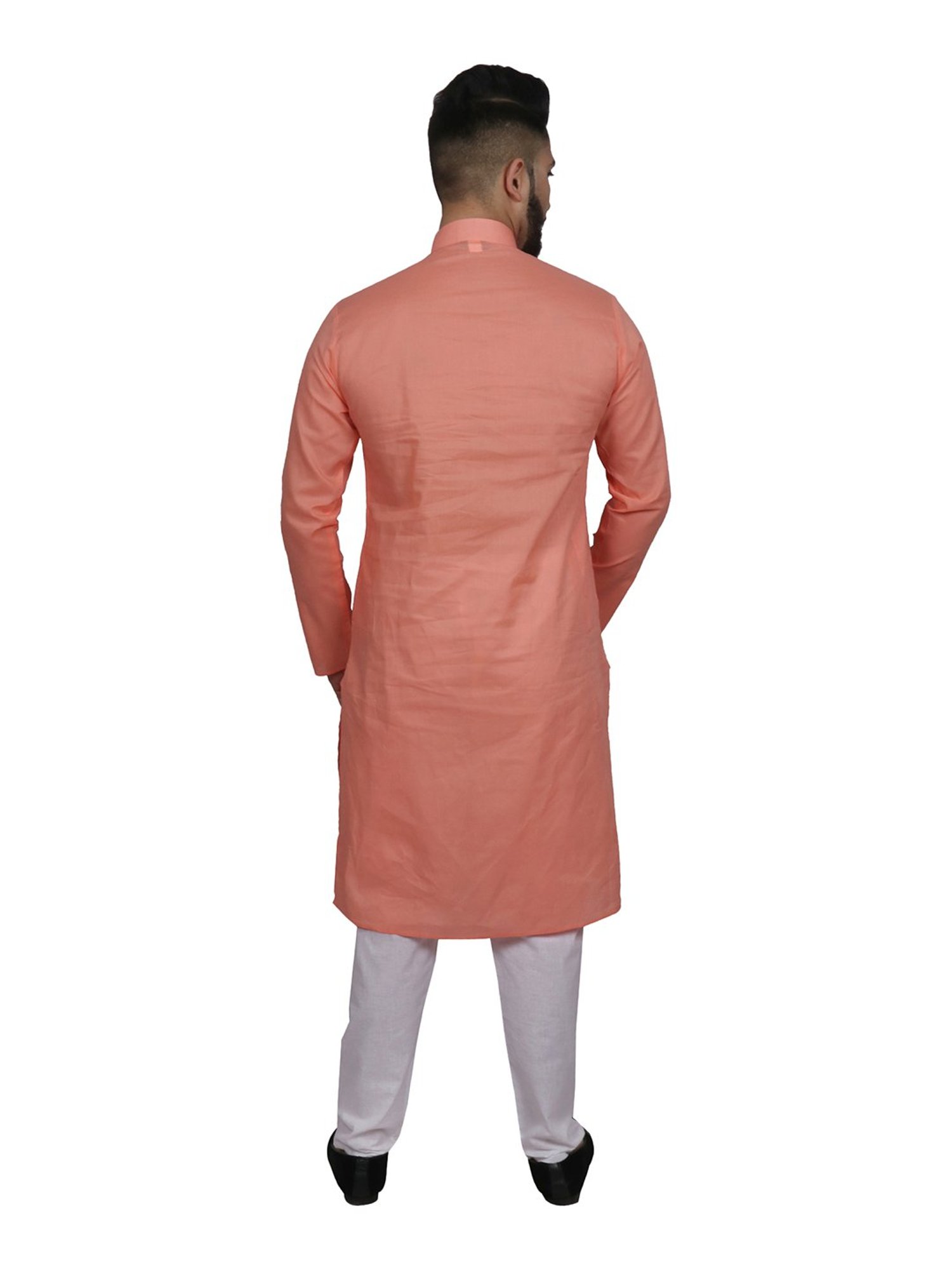 SG LEMAN Peach Kurta Bottom Set