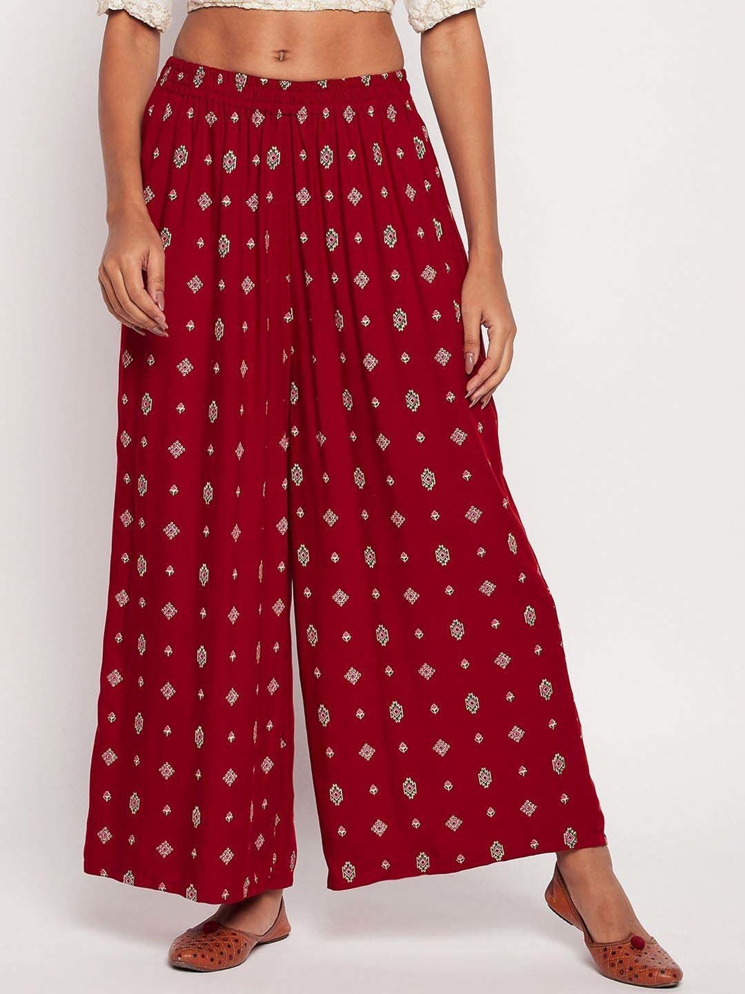Castle Maroon Printed Palazzos