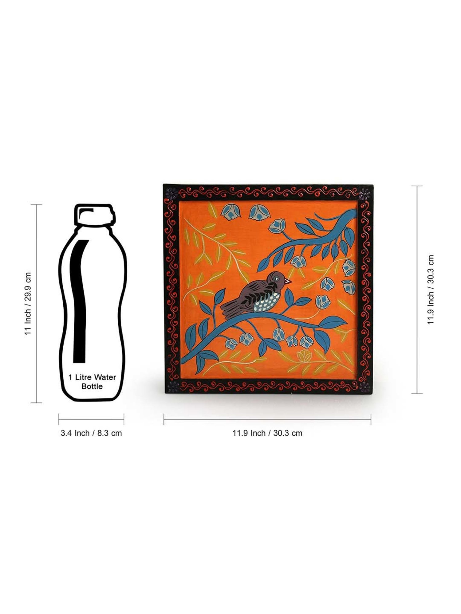 ExclusiveLane Multicolor Wood Chirping Sparrow Hand-Painted Wall Decor