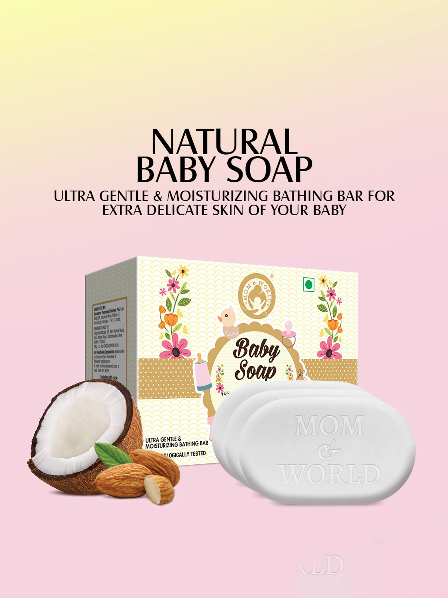 Mom & World Natural Baby Soap - Pack of 3