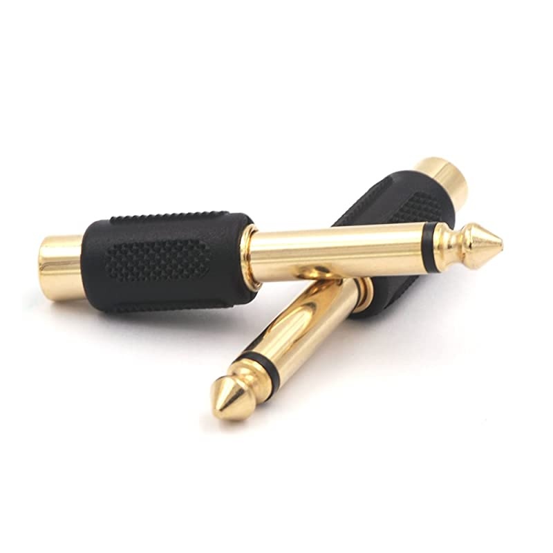 RCA to 1/4" Audio Adapter, 6.35mm Mono Plug Male to RCA Female Connectors 6-Pack