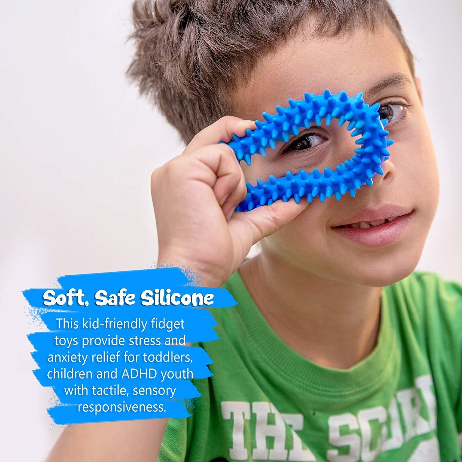 Sensory Ring and Fidget Toy | Soft, Flexible Ring and Rubber Spikes | Helps Reduce Stress and Anxiety| Promotes Focus and Clarity | Children, Youth, Adults Sensory Toys