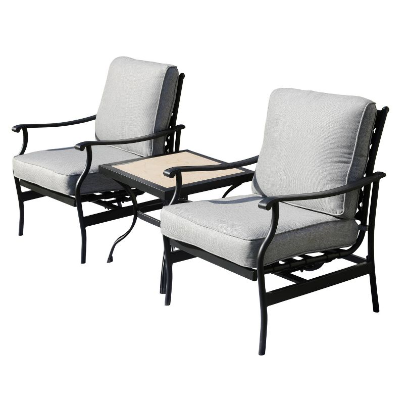 3pc Bistro Steel Patio Dining Sets Gray - Lokatse