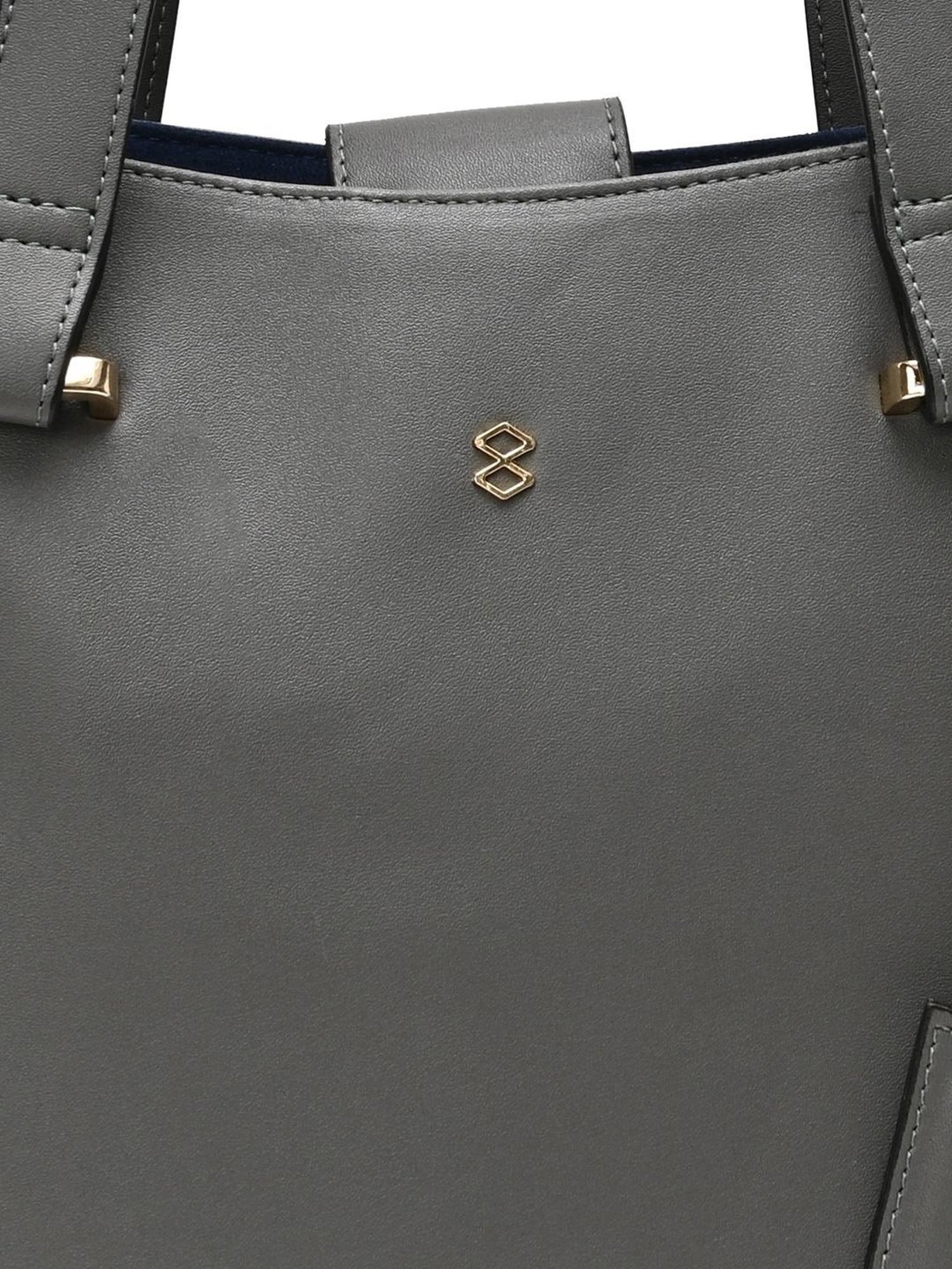 Horra Grey Solid Tote Handbag