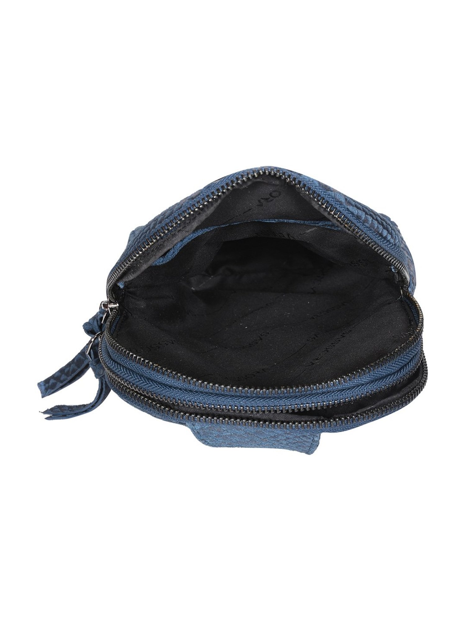 SASSORA Navy ROSA Animal Effect Small Leather Backpack