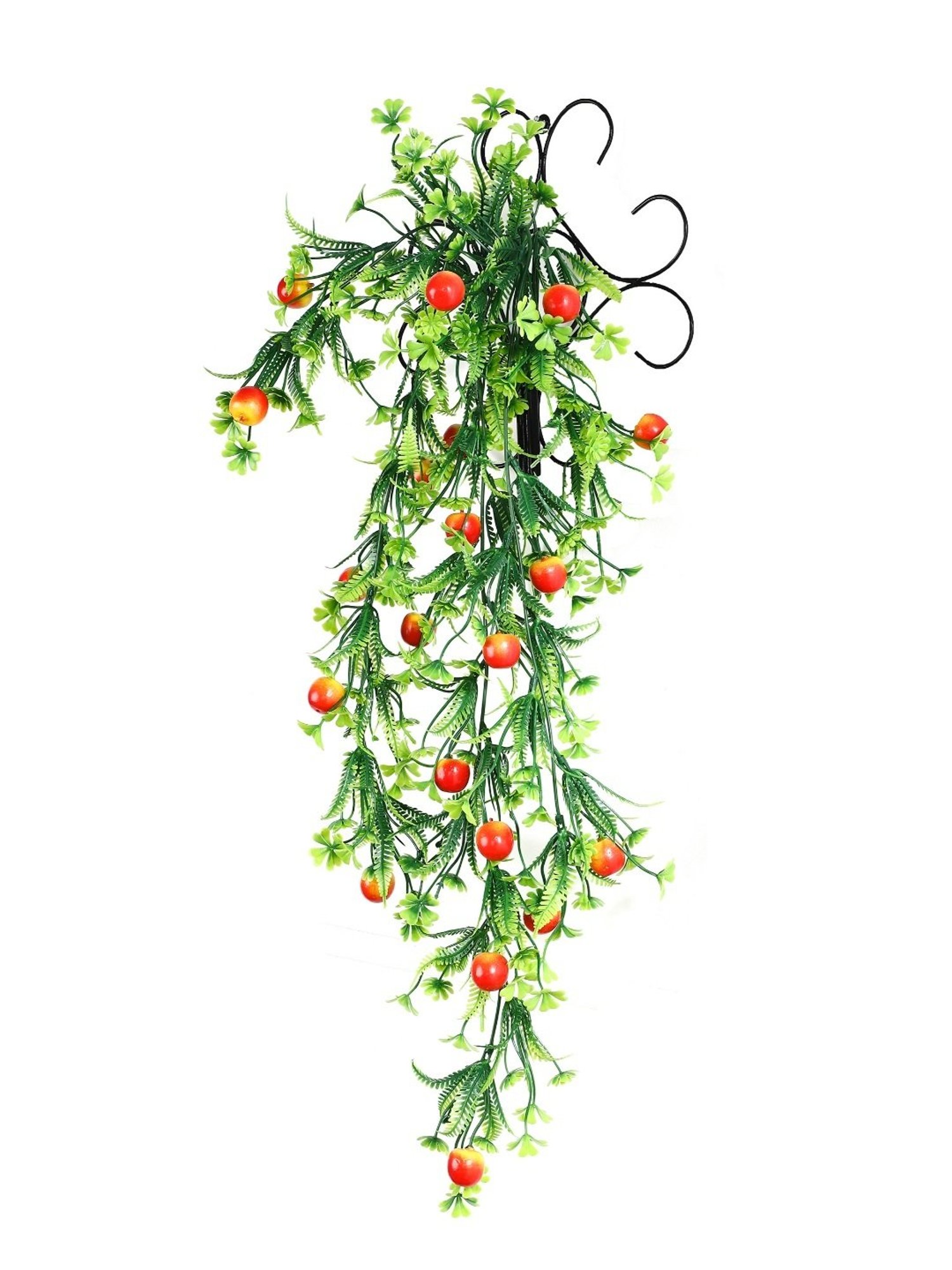 Foliyaj Multicolor Plastic Artificial Apple Vine with Metal Wall Stand