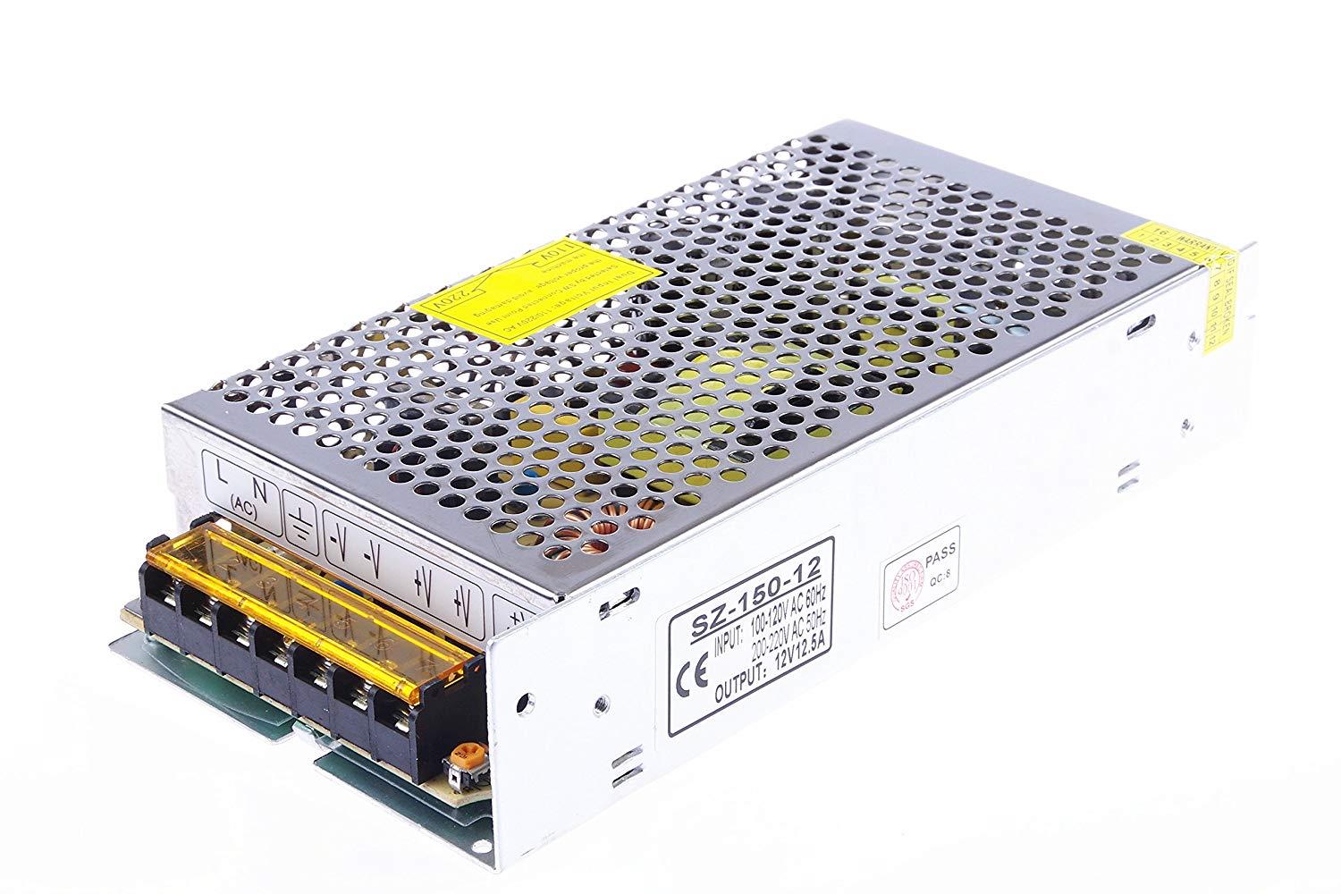 LM YN 110V/220V AC to DC 12V 12.5A 150W Switch Power Supply Power Transformer for CCTV camera, Security System, LED Strip Light, Radio, Computer Project