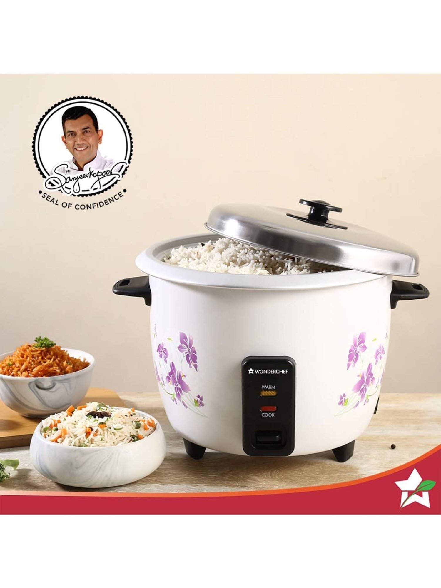 Pigeon Rice Cooker 700W, 1.8L with Single pot & Measuring Cup (Red)