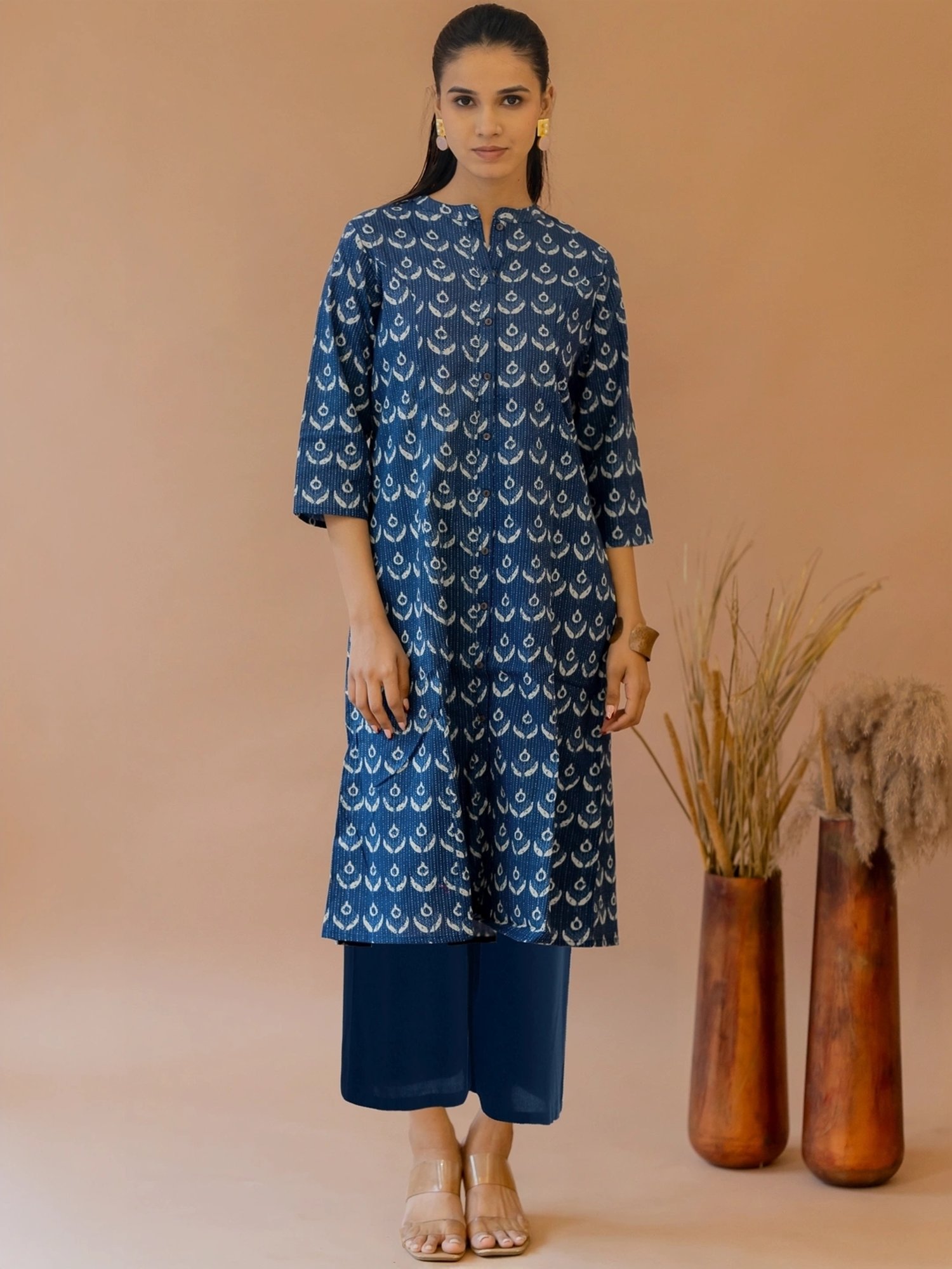 MIRCHI FASHION Blue Cotton Printed A Line Kurta