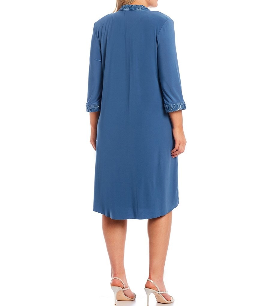 Le Bos Plus Size Embroidered 2-Piece Jacket Dress