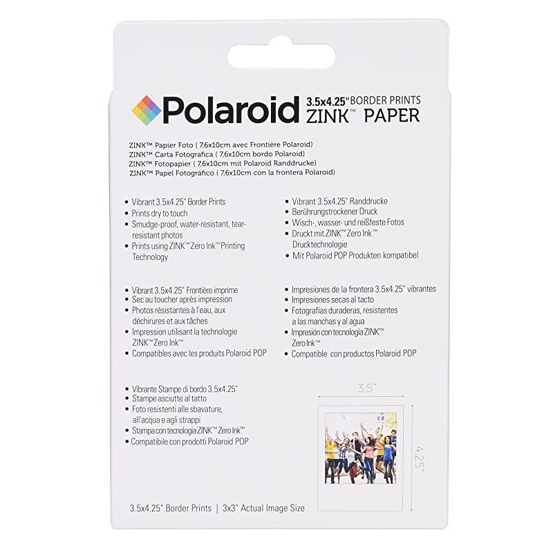35 x 425 inch Premium Zink Border Print Photo Paper 10 Sheets Compatible with  POP Instant Camera