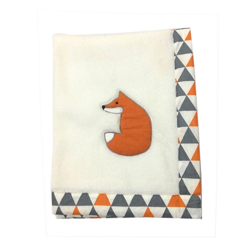 Bacati - Playful Fox White Embroidered Blanket