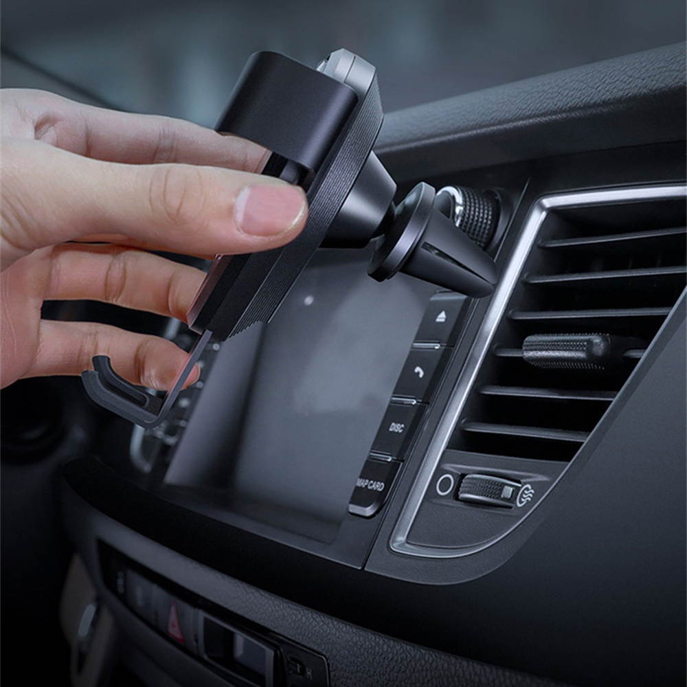 X9 10W Qi Wireless Charger Gravity Linkage Automatic Lock Air Vent Car Phone Holder Car Mount for 4.0-6.5 Inch Smart Phone Black