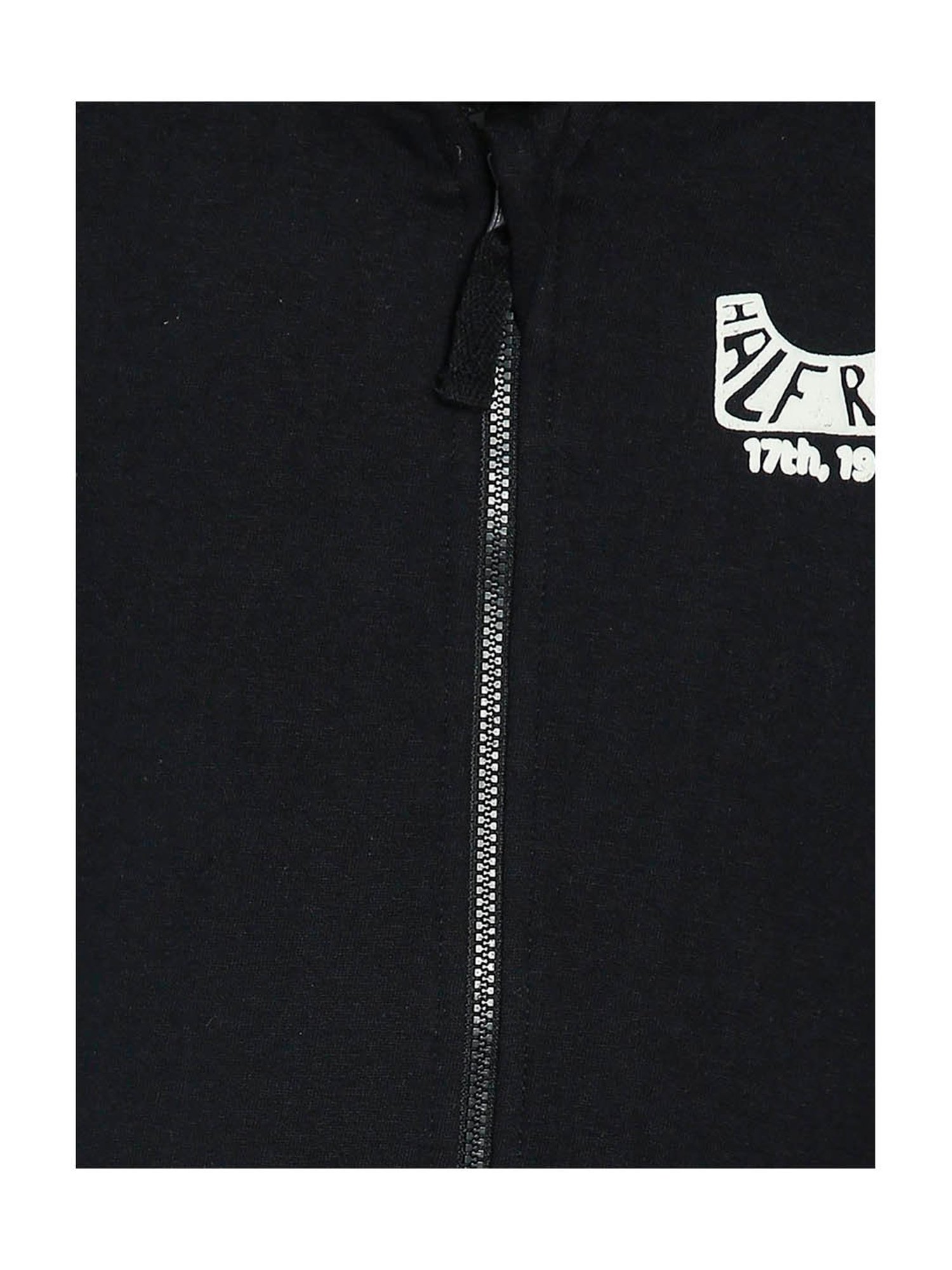 MINIKLUB Kids Black Graphic Print Full Sleeves Jacket