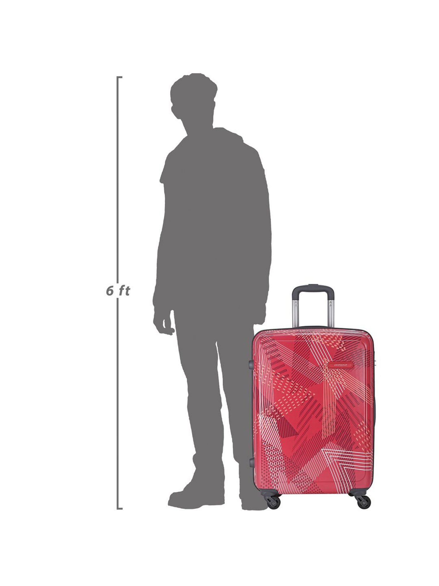 Aristocrat Dual Edge Red Printed Hard Medium Trolley Bag - 28 cm