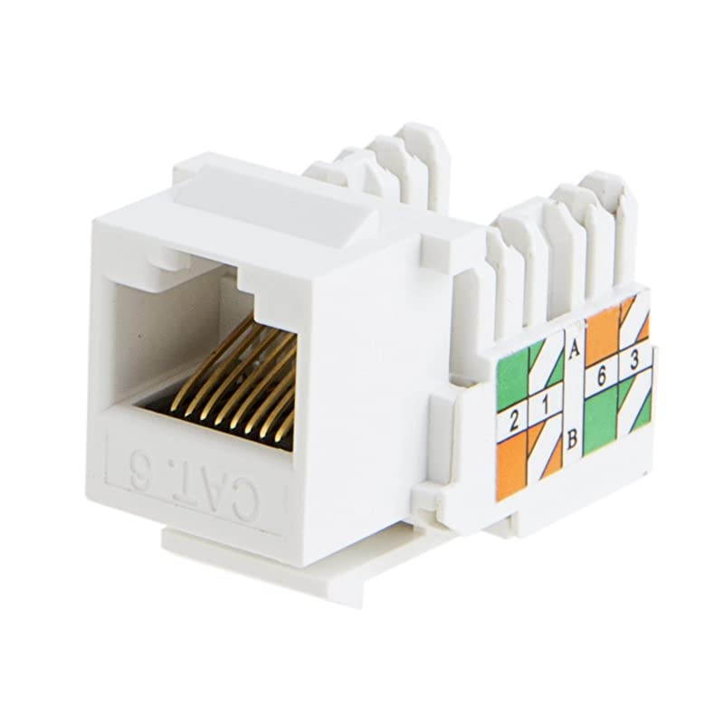 10-Pack Cat6 RJ45 Keystone Jack Module Connector Network Coupler Ethernet Wall Jack, White